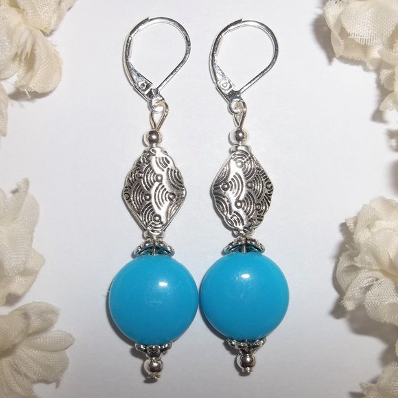 wvluckygirl Jewelry - Turquoise Blue Statement Earrings Set Jewelry Fashion Accessory Dangle Gift 6489